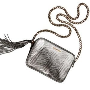 Victoria secret silver crossbody w/chain & tassel